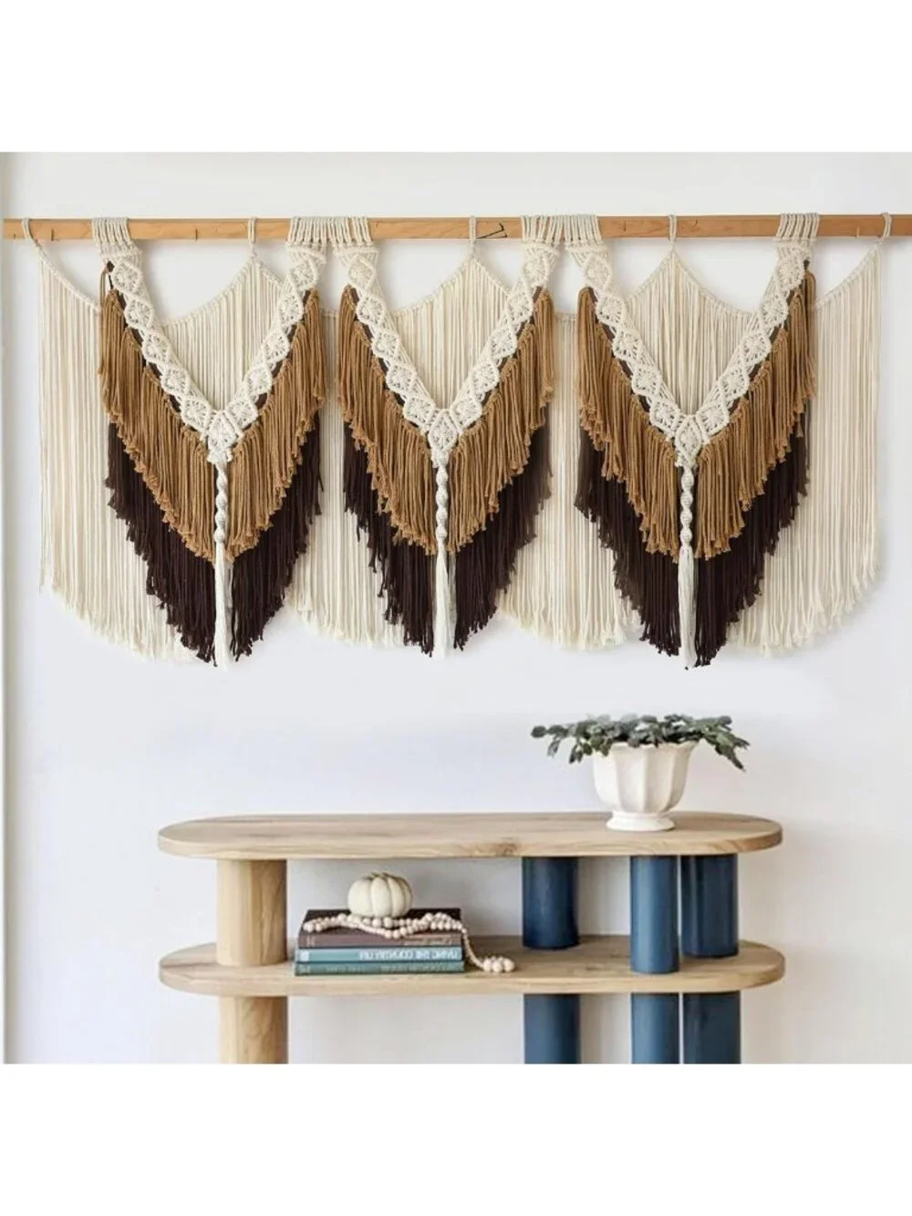 Boho Macrame Wall Hanging with Brown Tassels | 47